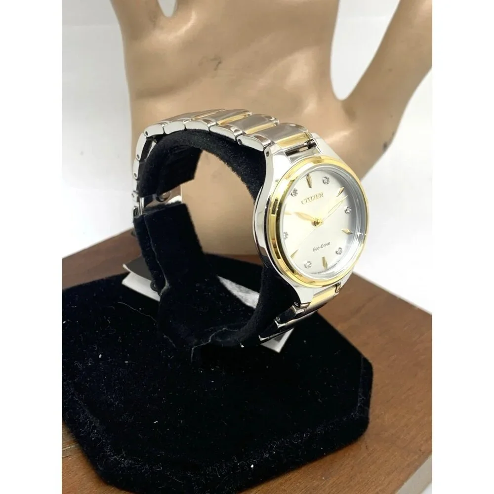Citizen Women's Watch FE2104-50A Eco Drive Diamond Accent Dial Two Tone Steel